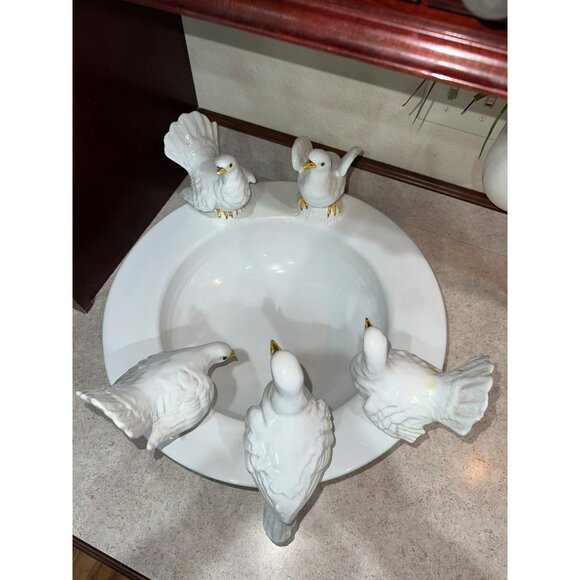 Doves Bird Bath Bowl-Italian Ceramic - Picture 3 of 14